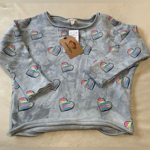 APPAMAN girls slouchy sweatshirt 80% gray cotton distressed style sweats…